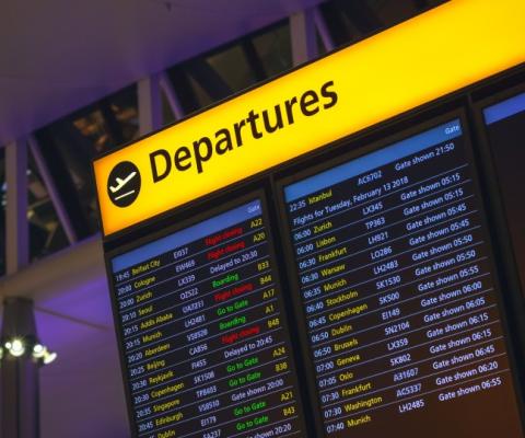 Departures board at Heathrow