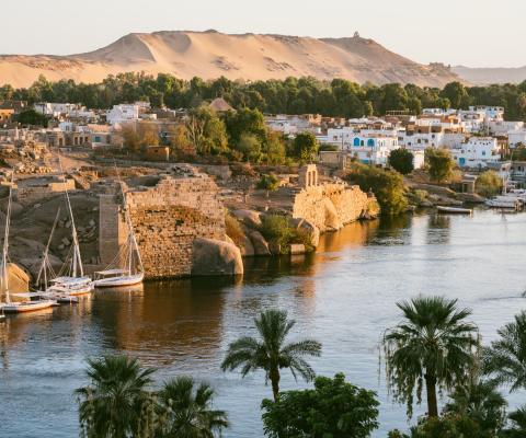 The River Nile in Aswan,Egypt stock photo