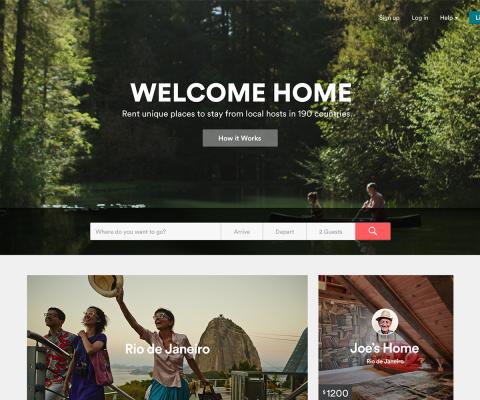 Airbnb homepage