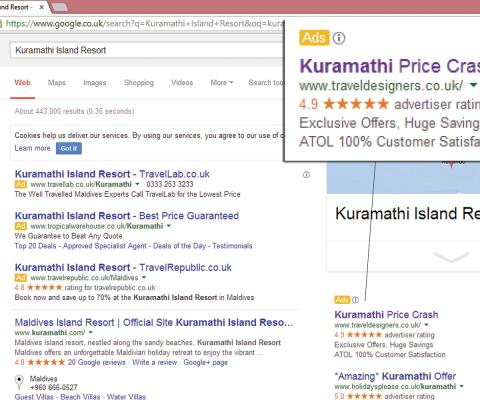 Travel Designers Google advertising