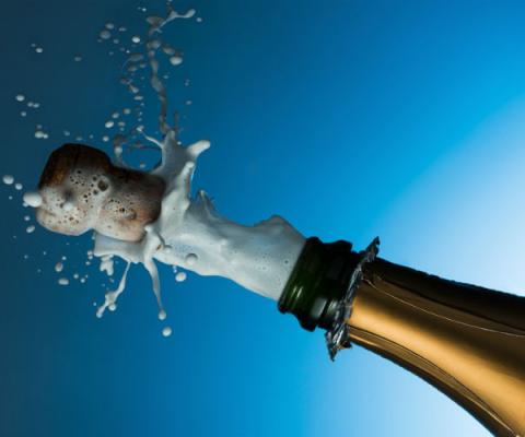 Champagne cork popping