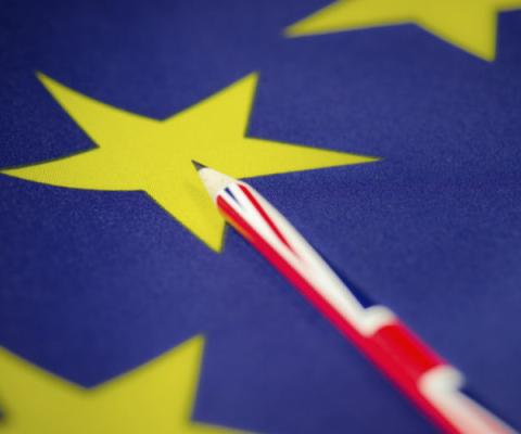 Brexit, flag, pencil