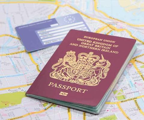 EU UK passport and map iStock_35883402