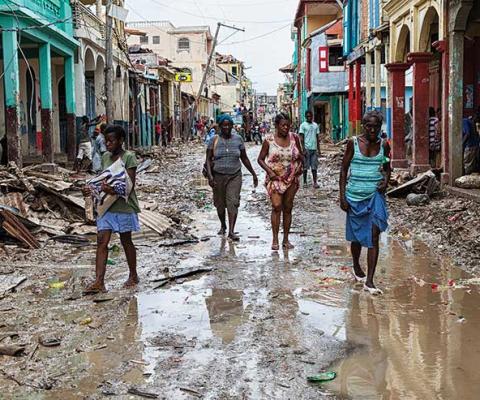 Haiti street after Hurricane Matthew