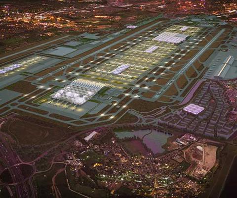Heathrow aerial image artist impression by night