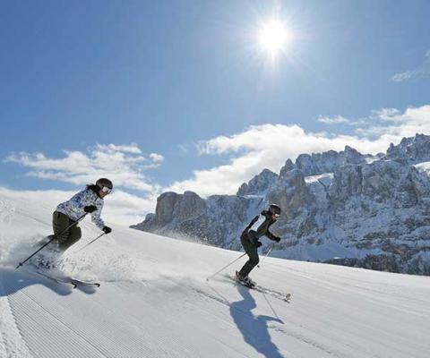 Skiing in the Dolomites, Italy