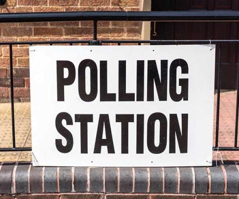 Polling station sign. Election 2017