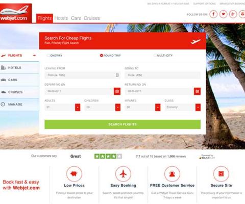 Webjet homepage