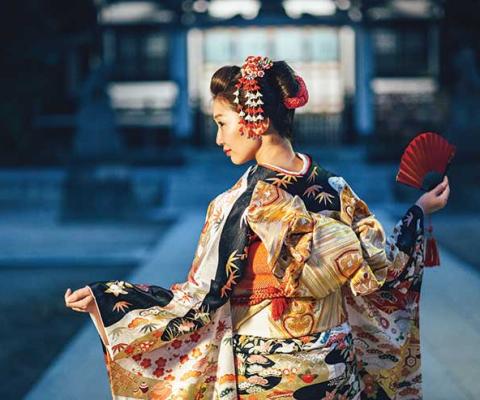 Lady in traditional Japanese dress