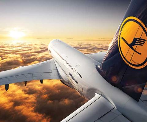 Lufthansa tailfin sunset