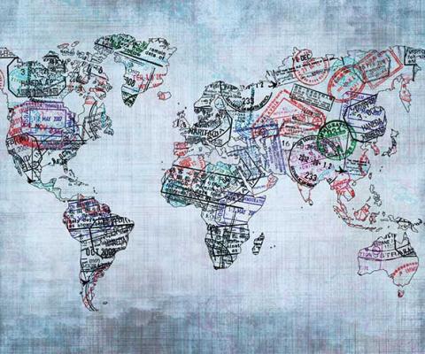 World map of passport stamps