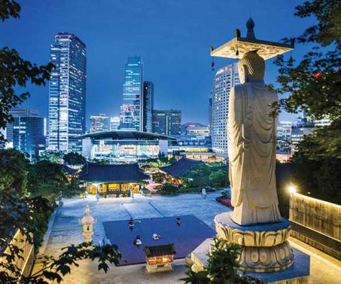 Buddha statue at Bongeunsa Temple in Seoul, South Korea