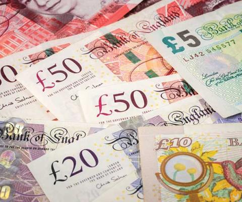 Cash, pounds Sterling notes
