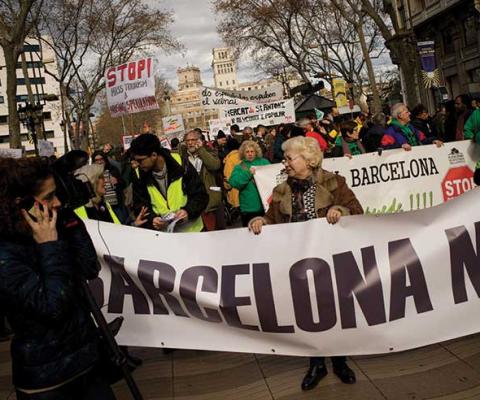 Barcelona residents protest overtourism in the city. Photo credit: Press Association
