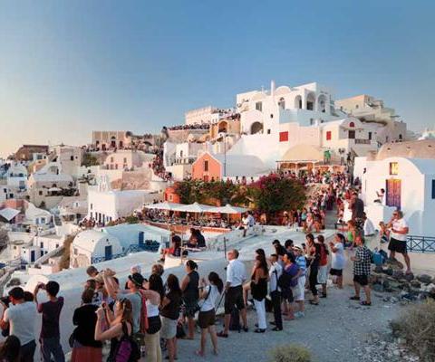 Tourists in Santorini
