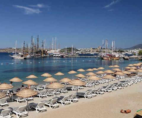 Turkey, beach, sun loungers