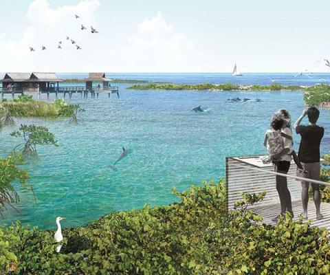 Artist visualisation of the Virgin Holidays dolphin sanctuary site