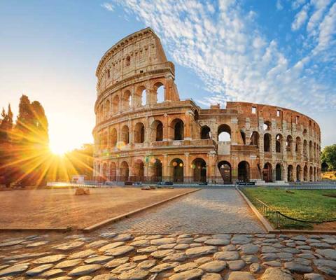 Colosseum in Rome at daybreak
