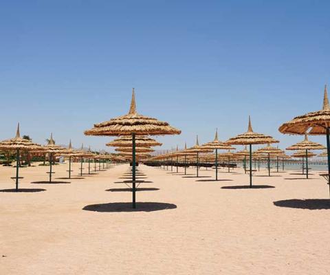 Egyptian beach full of parasols