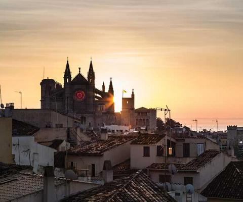 Balearic cityscape at dusk