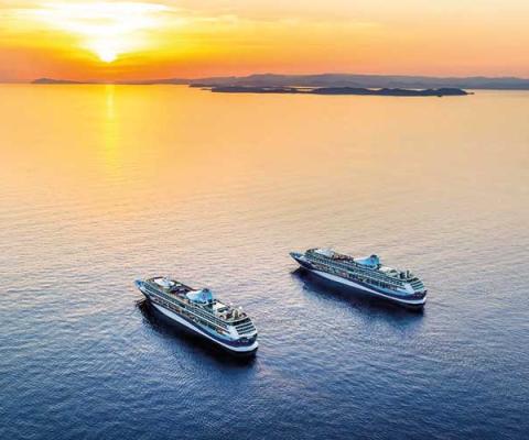 Marella Cruise ships sailing into the sunset