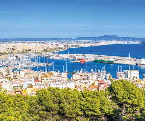 Cruise ship docked in the balearics