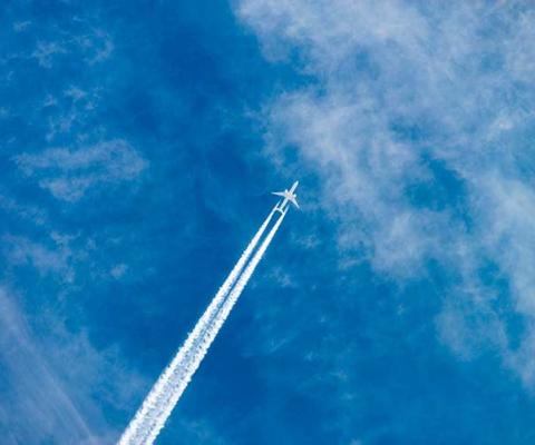Jet in a clear blue sky