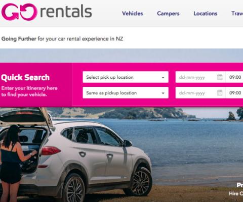 GO Rentals New Zealand website
