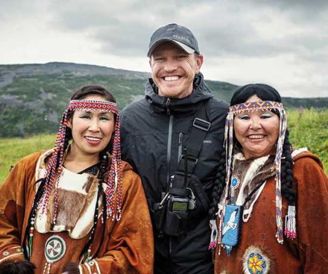 Conrad in Kamchatka Russia with local women