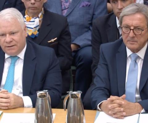 Former CFO Bill Scott and former chief executive Manny Fontenla-Novoa (Picture: Parliament.tv)