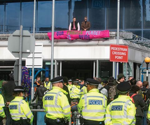 Extinction Rebellion protestors at London City airport