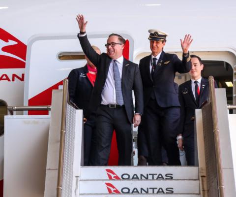 The flight touched down in Sydney after 19 hours 19 minutes in the air