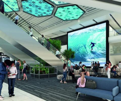 The new screen in Manchester airport's Terminal Two will be 83 square metres