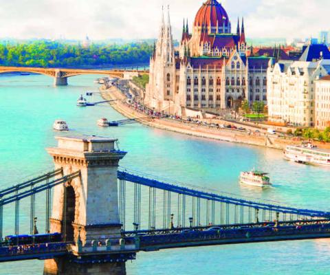 The Hungarian Parliament in Budapest by the Danube