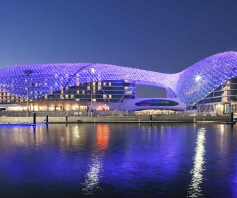 W Abu Dhabi Yas Island is perched on top of a Grand Prix racetrack