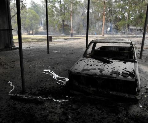 A burnt-out car after bushfires in Victoria, Australia. Picture: AAP Image/James Ross