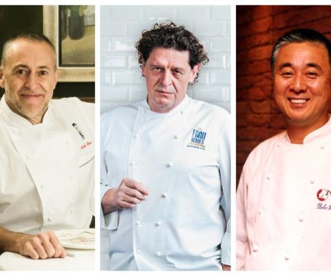 Chefs Michel Roux Junior, Nobu Matsuhisa and Marco Pierre White