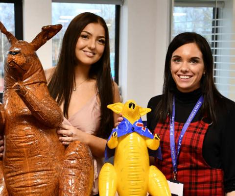 Elegant staff Sarah Edwards and Lucy Evans at the charity event