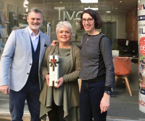 L-R: Darren Bond fromGlobal Travel Group, with Jo Richards and Georgina Ainley