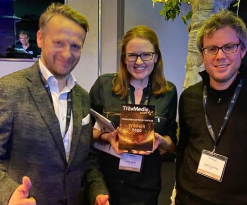 TTG's CEO Daniel Pearce, group editor Pippa Jacks and deputy news editor James Chapple at the awards