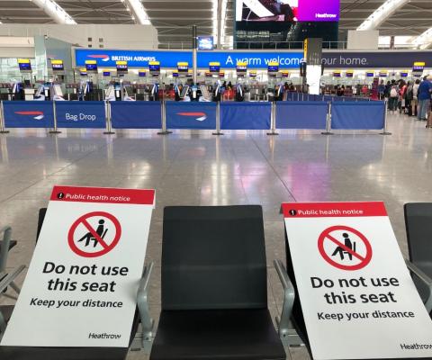 Clear signage at Heathrow enforced social distancing