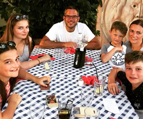 Alex Buckle with his family on holiday