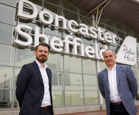 L-R: Chris Harcombe, Doncaster Sheffield aviation development director; Owain Jones, Wizz Air UK managing director