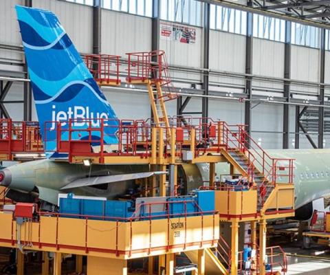 Aircraft to be used on JetBlue's UK services are currently being built by Airbus (Credit: @JetBlue/Twitter)