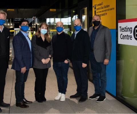 A group of volunteers used the CommonPass digital health pass before boarding their flight