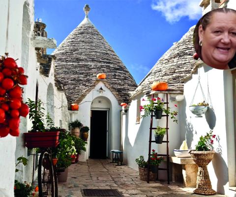 Trulli in Alberobello, Puglia (Credit: Alessio Roversi/Unsplash) and Riviera Travel tour manager Paula Stone
