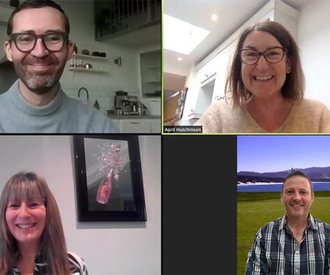 Jonny Peat from Celebrity Cruises; TTG's April Hutchinson; and Andrew Devine and Sally Wallis of Beaver Travel