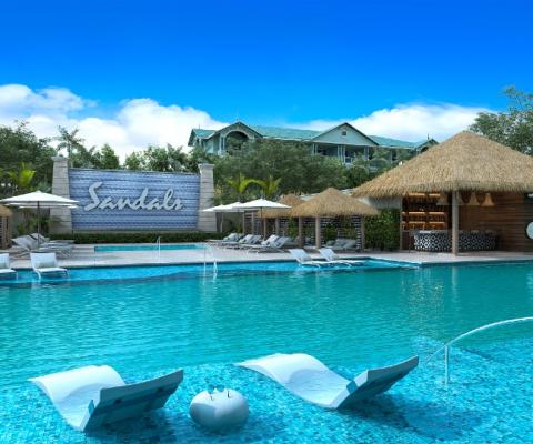 The new Chequers building offers 12 swim-up suites and 36 balcony suites (Credit: Sandals)