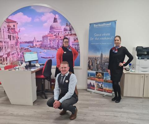 Store manager Victoria Dodds and her team have returned to Barrhead Travel's Edinburgh Cameron Toll branch