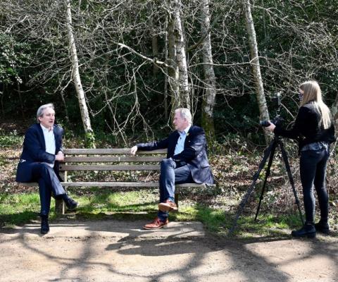 Meon Valley owner James Beagrie (right) sat down with local MP Damian Hinds (left)